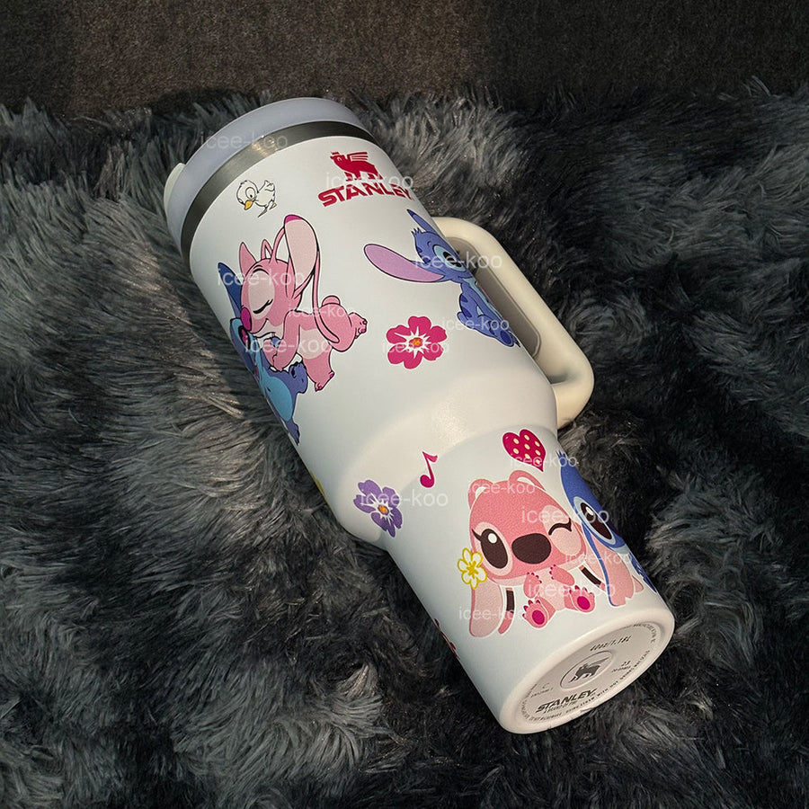 40oz  Stitch & Angel in love Stainless Steel Vacuum Insulated Tumbler 🚢Free Shipping🚢