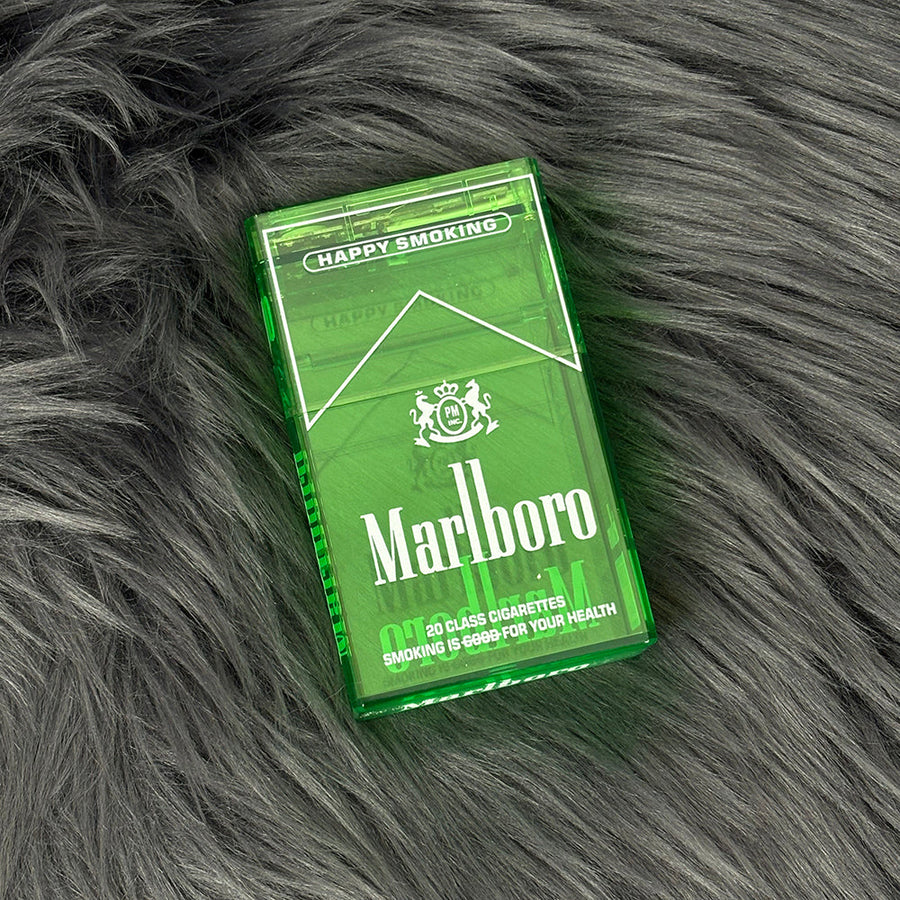 Marlboro case can hold 20 regular size, rechargeable with flash light