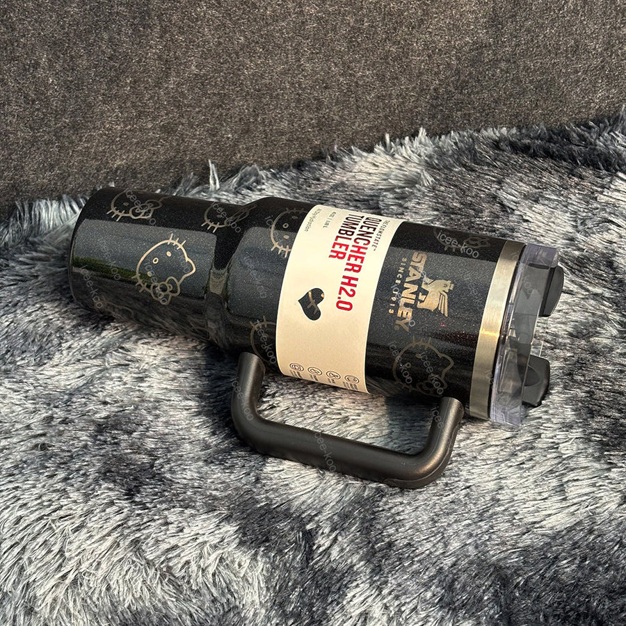 40oz Laser Printed Black Kitty Tumbler 🚢Free Shipping🚢