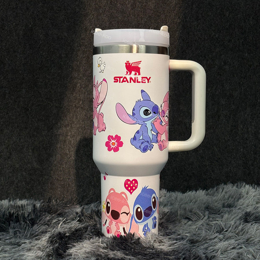 40oz  Stitch & Angel in love Stainless Steel Vacuum Insulated Tumbler 🚢Free Shipping🚢