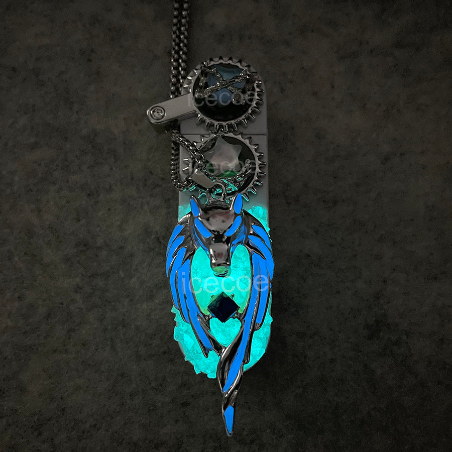 Hip Hop Street Necklace Luminous Wolf King Lighter