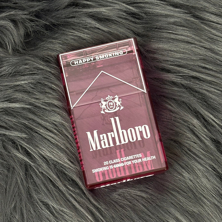 Marlboro case can hold 20 regular size, rechargeable with flash light