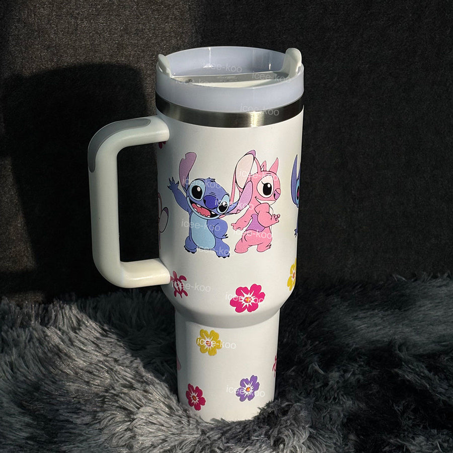 40oz  Stitch & Angel in love Stainless Steel Vacuum Insulated Tumbler 🚢Free Shipping🚢