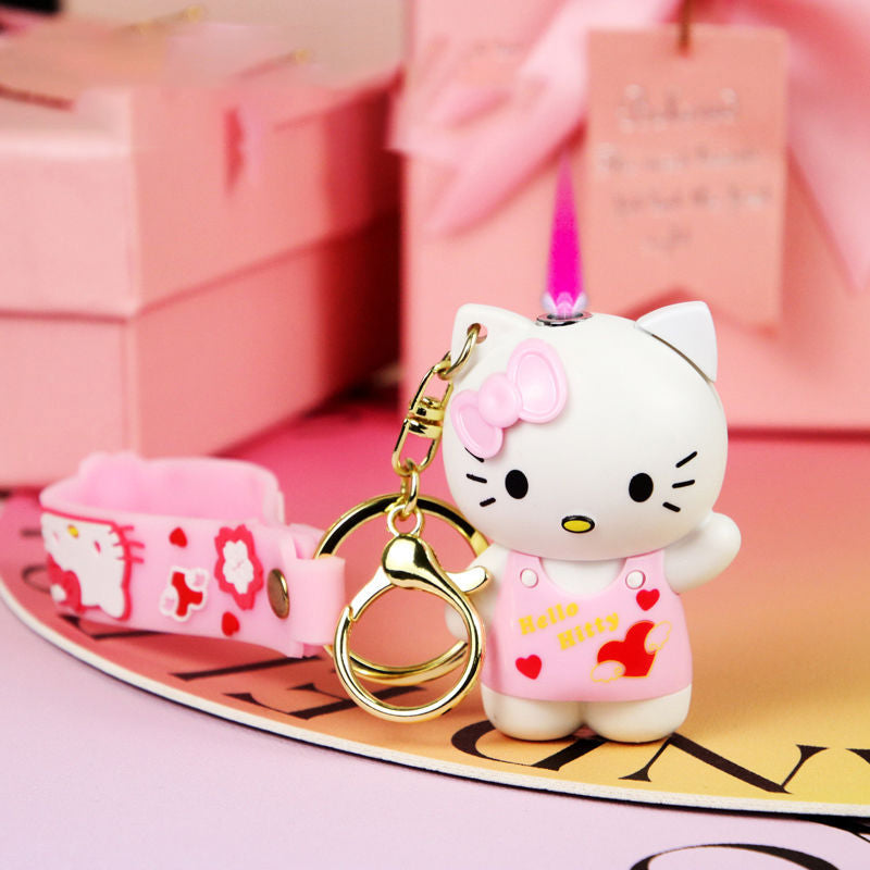 kitty lighter with keychain and necklace