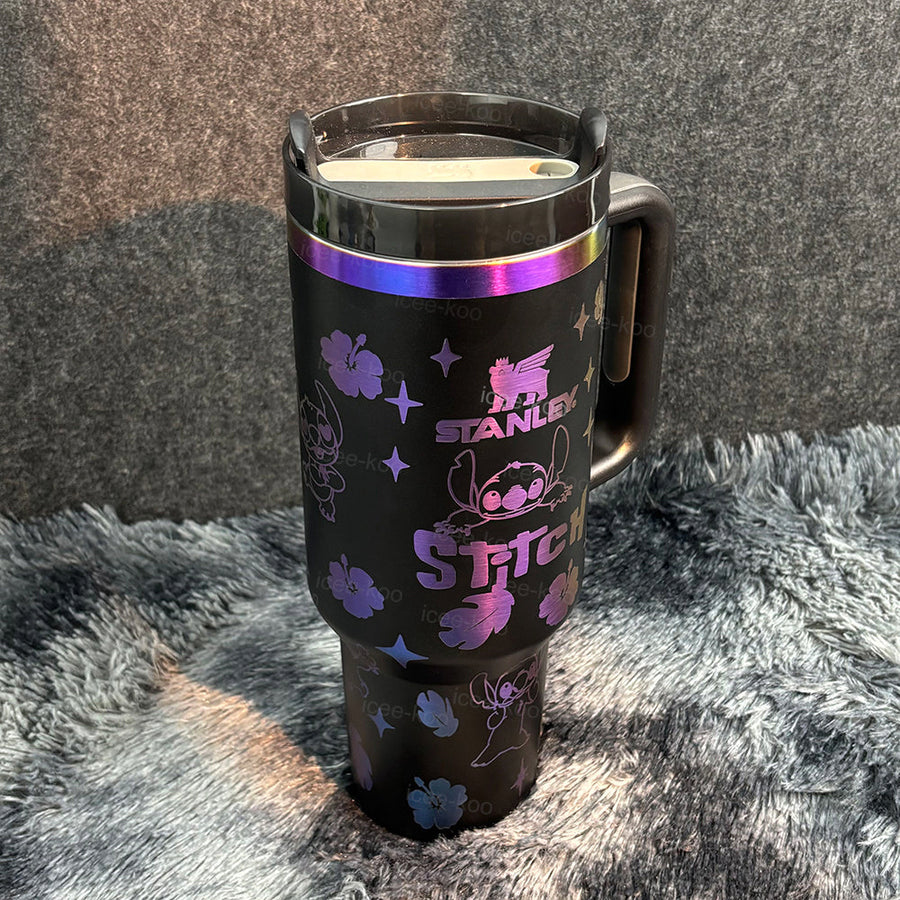 40oz Stitch Black Gold Colour Stainless Steel Vacuum Insulated Tumbler 🚢Free Shipping🚢
