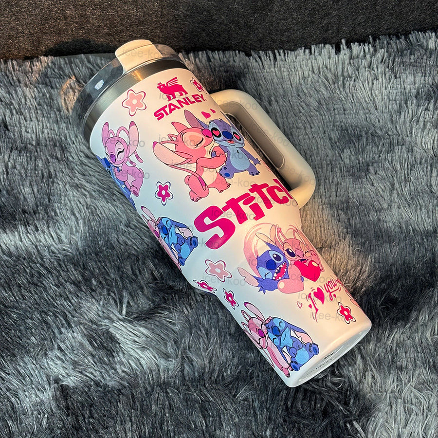40oz More Love For Stitch And Angel Stainless Steel Vacuum Insulated Tumbler 🚢Free Shipping🚢