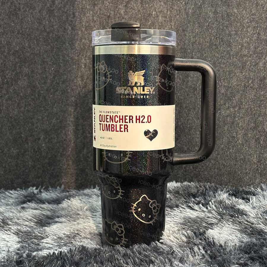 40oz Laser Printed Black Kitty Tumbler 🚢Free Shipping🚢