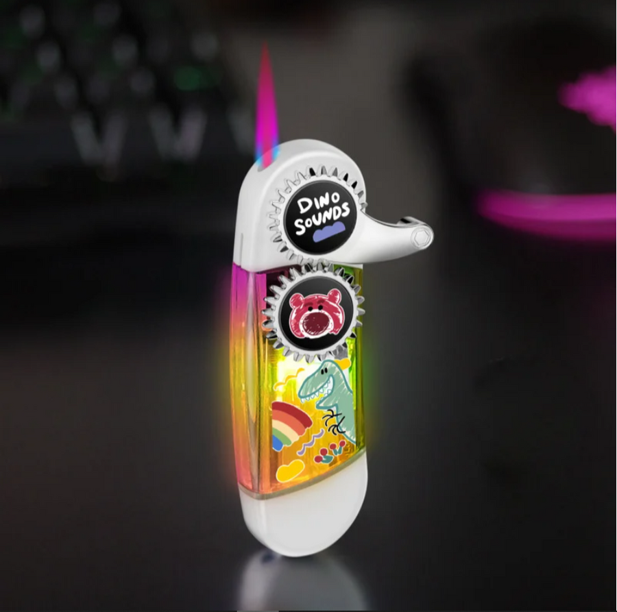 Cute cartoon colorful flame lighter with LED light