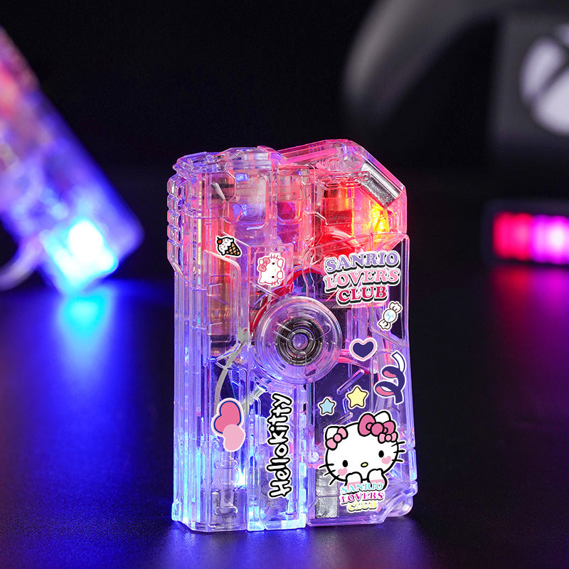 Cartoon luminous translucent folding rotary decompression lighter windproof