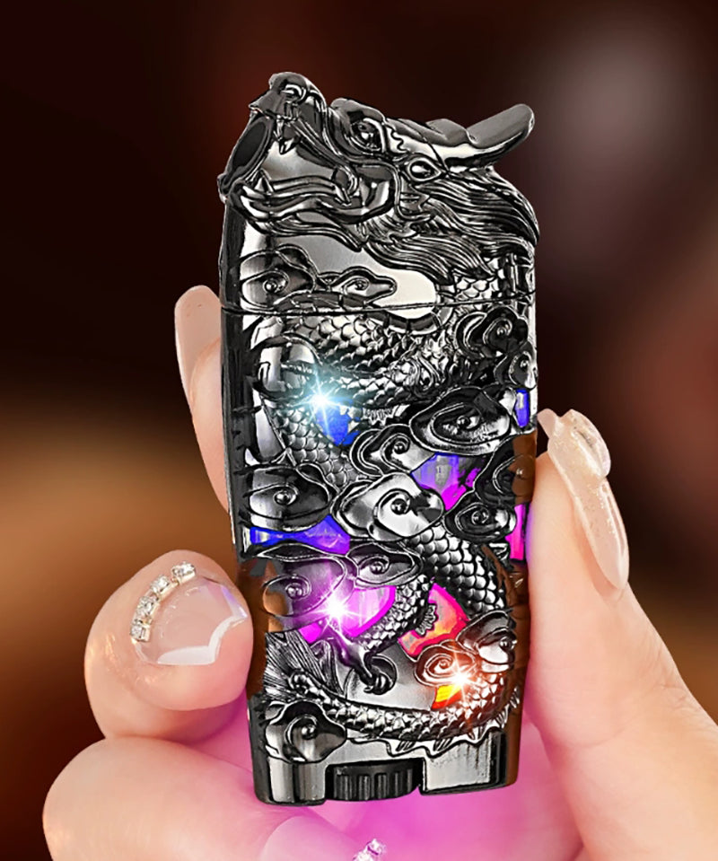 Flash Embossed Dragon Windproof Lighter Metal