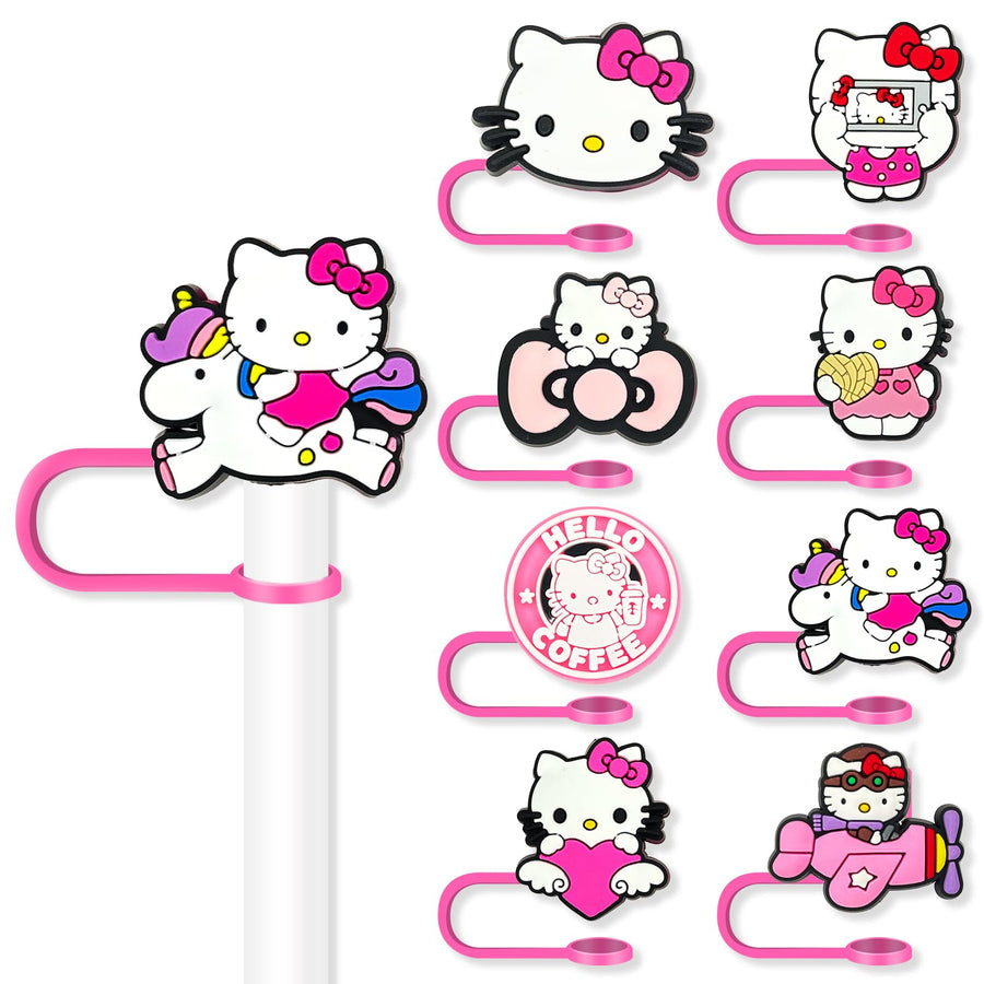 8Pcs Cartoon Straw Covers Cap