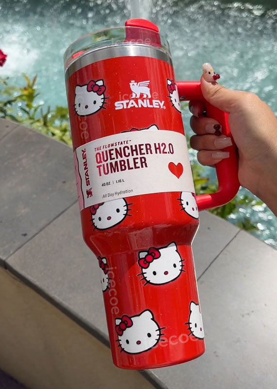 40oz Red Kitty Stainless Steel Vacuum Insulated Tumbler 🚢Free Shipping🚢