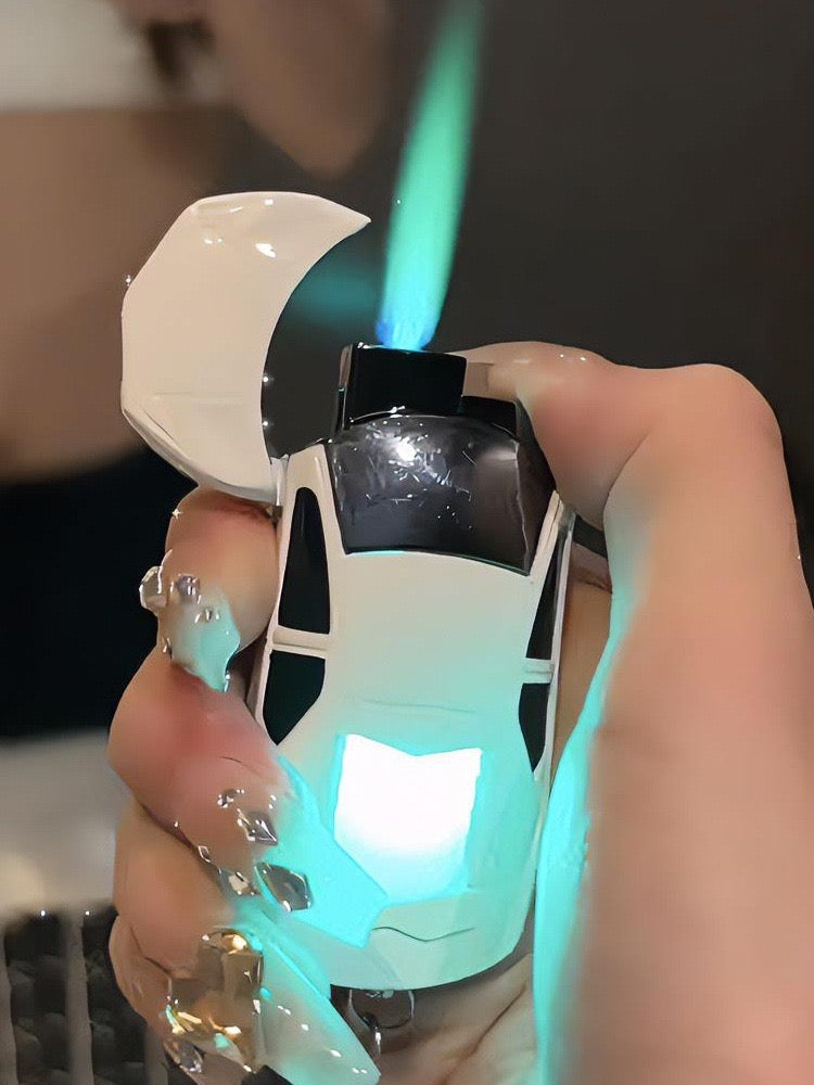 Sports car model lighter inflatable with green flame